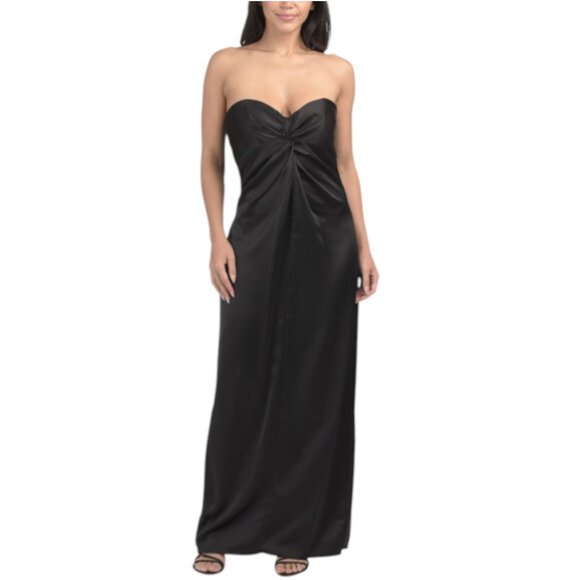 XSCAPE Made In Usa Long Satin Ruched Gown XSCAPE Made In Usa Long Satin Ruched Gown